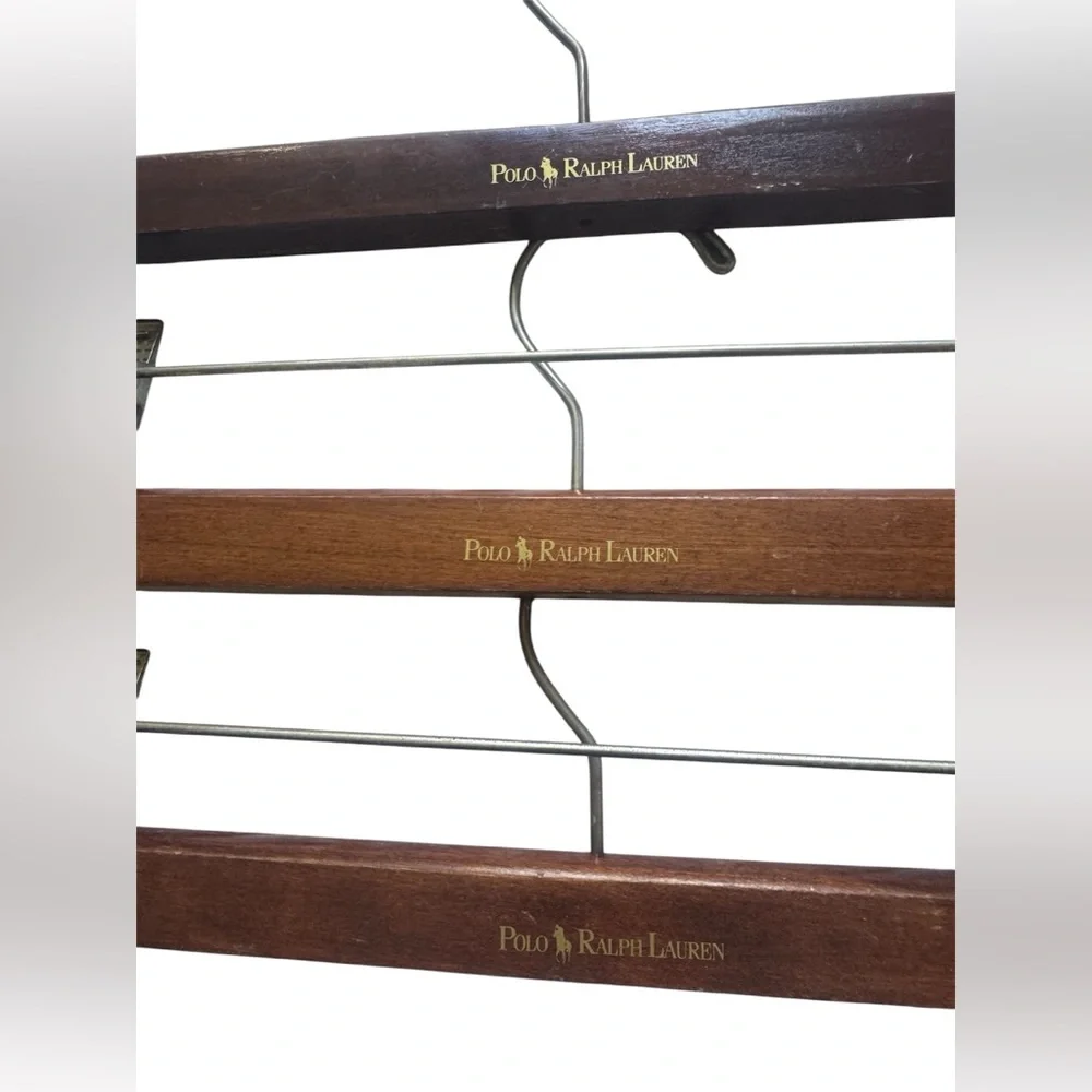3 Vintage Ralph Lauren Wooden Pants Hangers